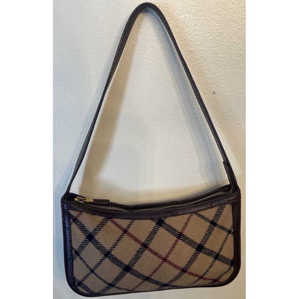 Vintage Brooks Brothers Plaid Italian Leather Small Handbag Purse‎